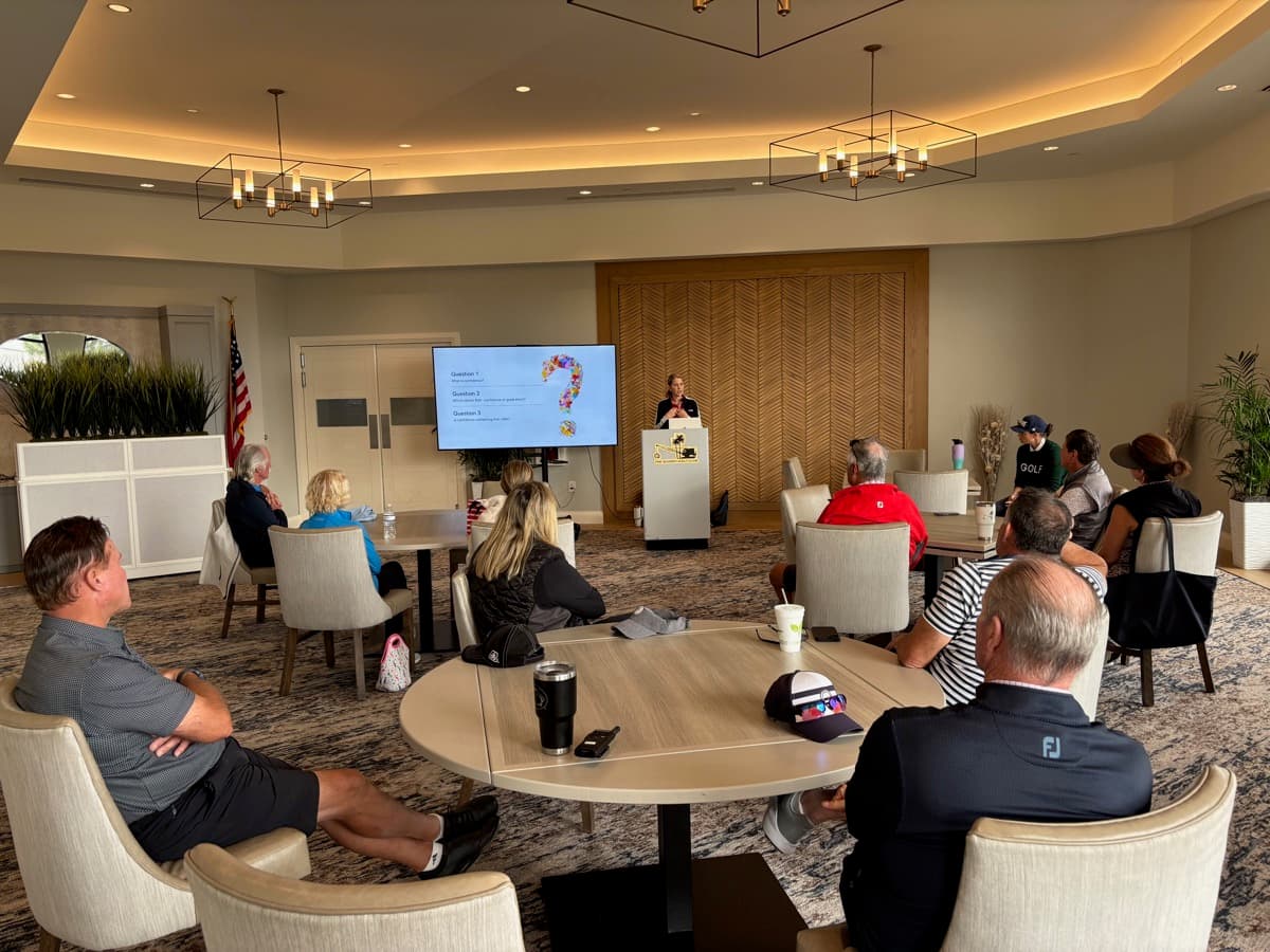 Presenting to club members in the clubhouse